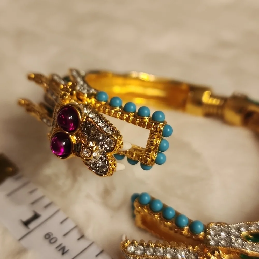 Rare KENNETH JAY LANE Green Dragon Bracelet - Picture 10 of 12